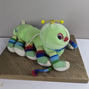Vintage Lots-a-Legs Plush Green Caterpillar 10 Legs 1984 Dakin Rainbow Shoes 15"